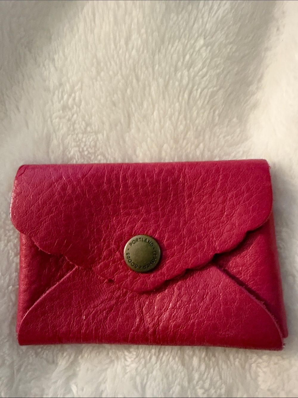 Compact Pink Leather Envelope Card Case Portland leathe t